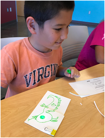 Chibitronics STEAM activity, circuitry and art, dragons too