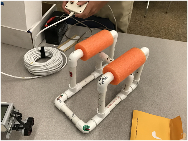 Students at Holy Cross working with the Office of Naval Research building underwater robot ROV SeaPerch