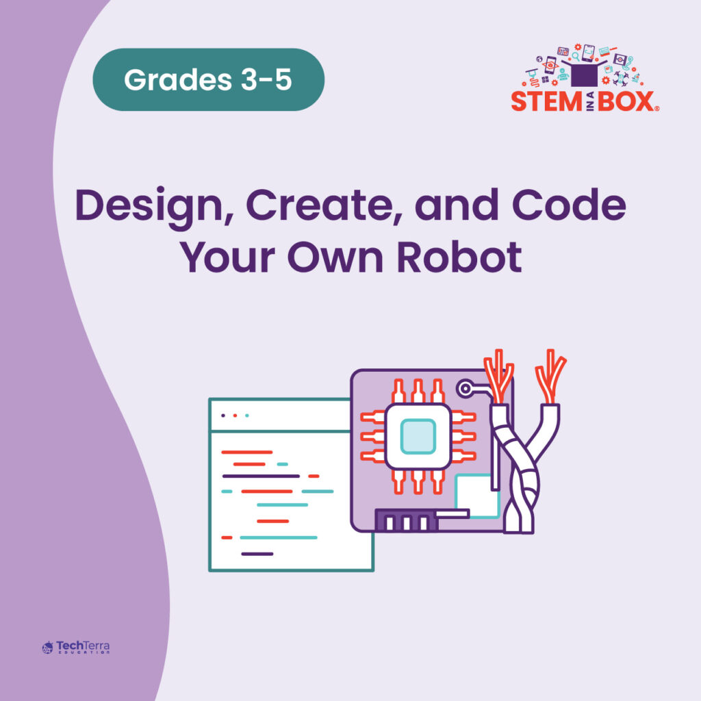 Design, create, and code your own robot got students in 3rd, 4th and 5th grades
