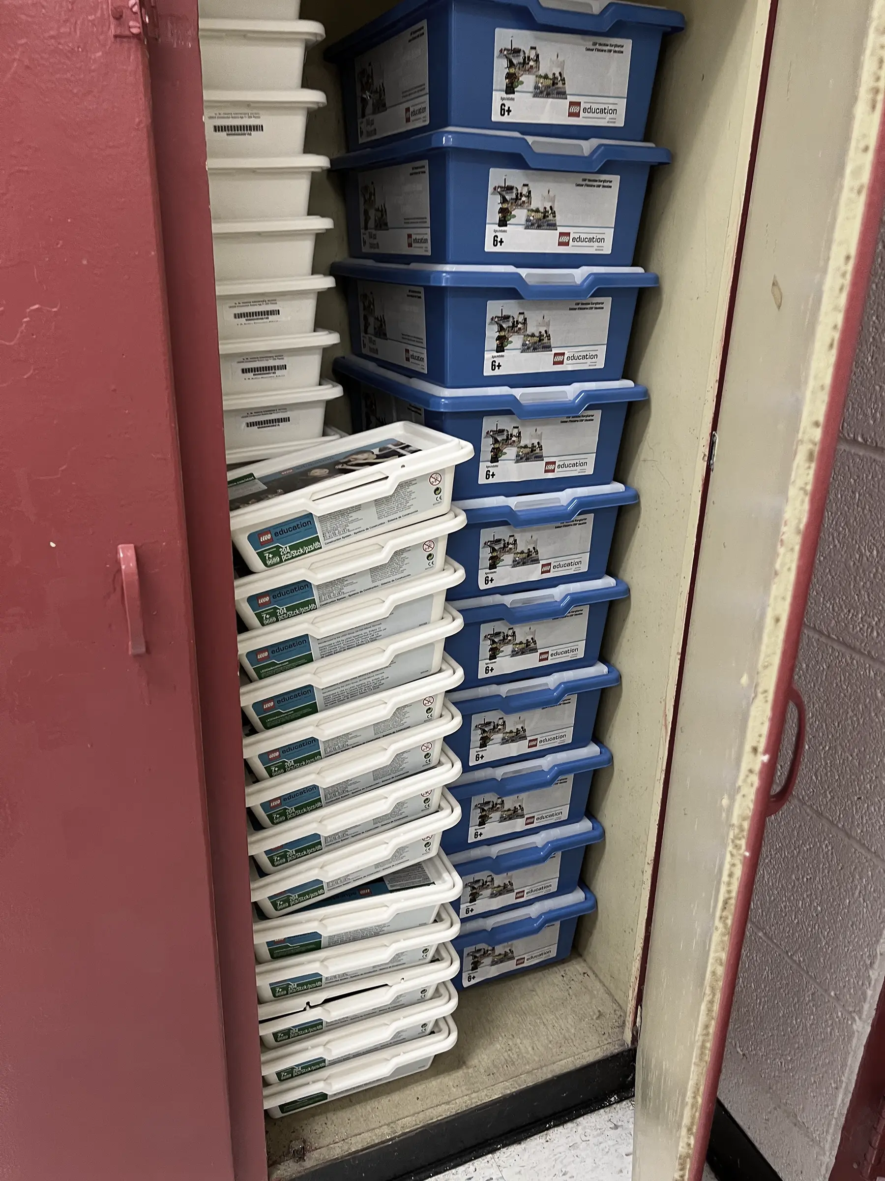 A closet full of STEM supplies and tools; wasted money not being put to use.